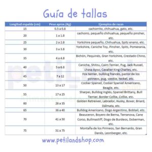 guía de tallas ropa perro