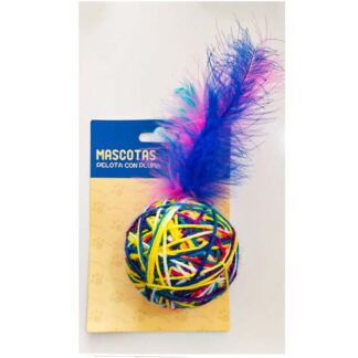 pelota con plumas para gato